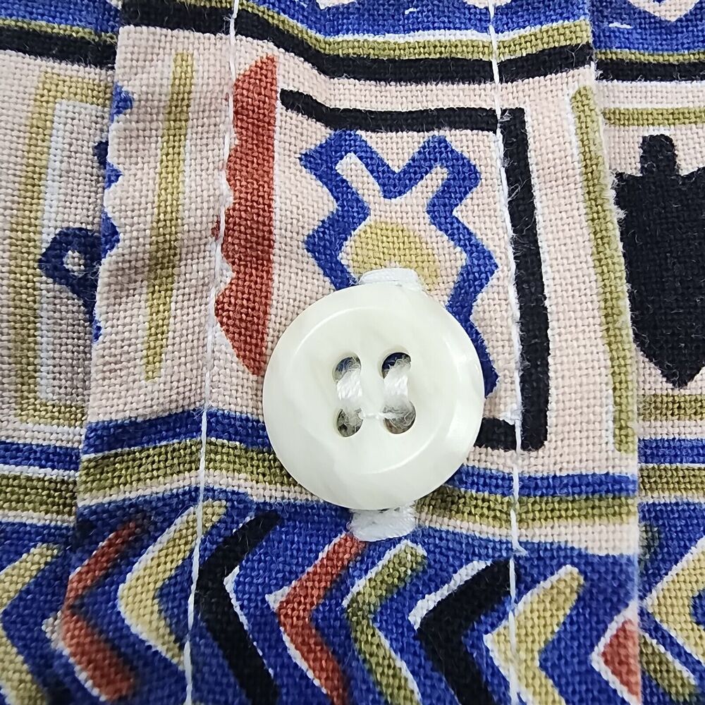 Vintage Columbia Shirt Womens Medium Aztec Fish AOP Short Sleeve Button Up - Picture 10 of 11